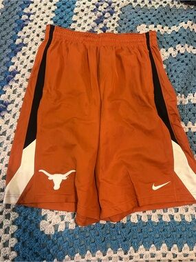 Nike Men’s Orange & Black Athletic Shorts with White Logos